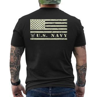 Vintage Us Flag United States Navy Men's T-shirt Back Print - Monsterry