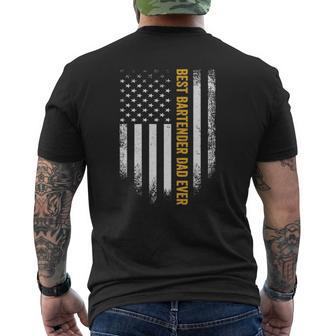 Vintage Usa American Flag Best Bartender Dad Ever Mens Back Print T-shirt | Mazezy DE