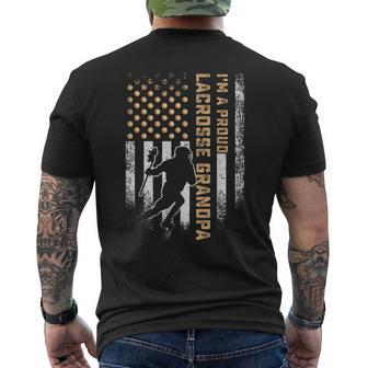 Vintage Usa American Flag I'm A Proud Lacrosse Grandpa Lax Men's T-shirt Back Print - Monsterry DE