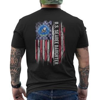 Vintage Usa American Flag Proud Us Seabee Daughter Military Mens Back Print T-shirt - Thegiftio