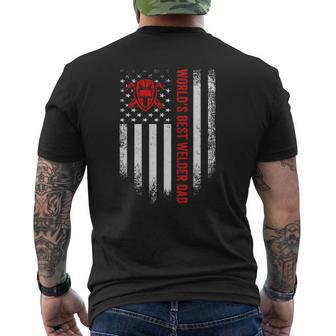 Vintage Usa American Flag World's Best Welder Welding Dad Mens Back Print T-shirt | Mazezy AU
