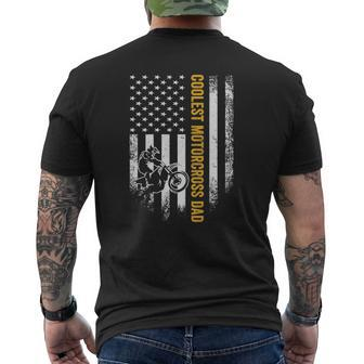 Vintage Usa Flag Coolest Motocross Dad Silhouette Mens Back Print T-shirt | Mazezy