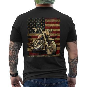 Vintage Usa Flag Motorcycle Retro Biker Mens Men's T-shirt Back Print | Mazezy UK