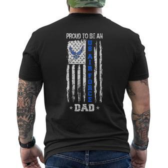 Vintage Usa Flag Proud To Be An Us Air Force Dad Men's T-shirt Back Print - Seseable