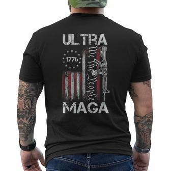 Vintage Usa Flag Ultra Maga Gun Usa 4Th Of July Trump 2024 Men's T-shirt Back Print - Monsterry UK