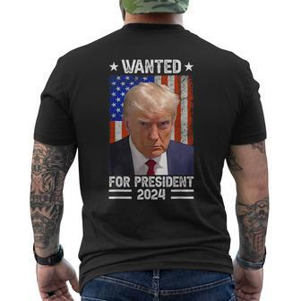 Vintage Usa Flag Wanted For President 2024 Trump Hot Men's T-shirt Back Print - Monsterry UK