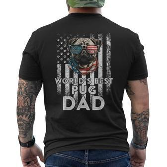 Vintage Usa Flag World's Best Pug Dog Dad Fathers Day Men's T-shirt Back Print - Monsterry