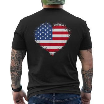 Vintage Usa Patriotic 4Th Of July Fourth American Flag Heart Men's T-shirt Back Print - Monsterry UK