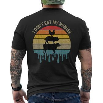 Vintage Vegetarian I Don't Eat Homies Vegan Farmer My Animal Men's T-shirt Back Print - Monsterry AU