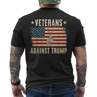 Vintage Veterans Against Trump American Flag Men's T-shirt Back Print - Monsterry AU