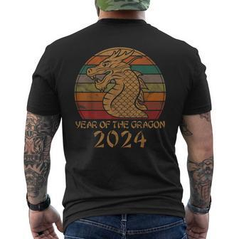 Vintage Year Of The Dragon 2024 Zodiac Chinese New Year Men's T-shirt Back Print | Mazezy