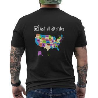 Visit All 50 States Usa Bucket List Mens Back Print T-shirt - Seseable