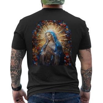 Vitrail Vierge Marie T-shirt imprimé au dos - Cadeauxyz
