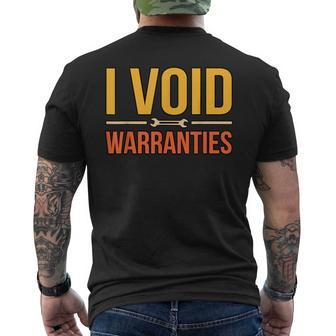 I Void Warranties Car Mechanic Auto Mechanics Work Graphic Men's T-shirt Back Print - Monsterry CA