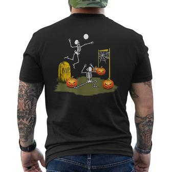 Volleyball Halloween Volleyween Skeleton Costume Mens Back Print T-shirt - Thegiftio UK