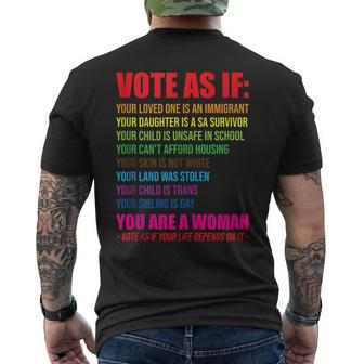 Vote As If Your Life Depends On It Human Rights Mens Back Print T-shirt - Thegiftio UK