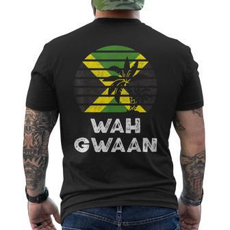 Wah Gwaan Jamaica Saying Jamaican Flag Jamaican Men's T-shirt Back Print - Seseable