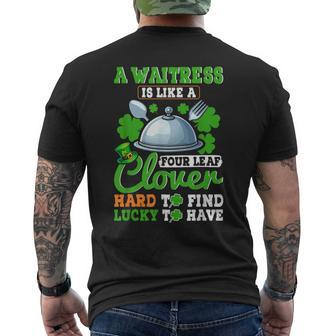 A Waitress Is Like A Four Leaf Clover St Patrick's Day Men's T-shirt Back Print | Mazezy