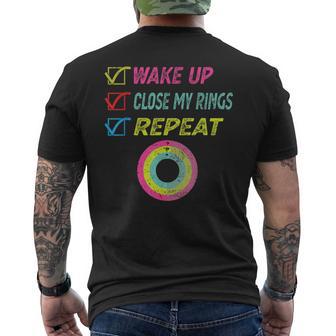 Wake Up Close My Rings Repeat Distressed Gym Workout Men's T-shirt Back Print - Monsterry AU