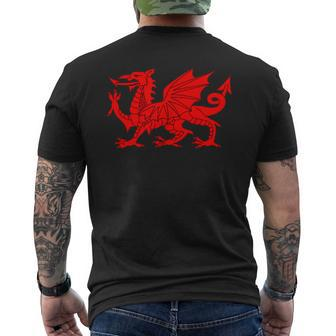 Wales Flag Symbol Red Welsh Dragon Patriotic Men's T-shirt Back Print - Thegiftio UK