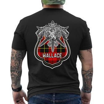 Wallace Scottish Clan Family Tartan Lion Sword Name Men's T-shirt Back Print - Seseable