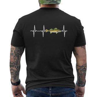 Walleye Heartbeat For Freshwater Fish Fishing Lovers Men's T-shirt Back Print - Monsterry AU