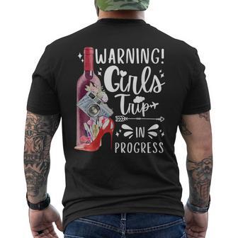 Warning Girls Trip In Progress 2024 Matching Vacation Squad Men's T-shirt Back Print - Monsterry