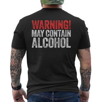 Warning May Contain Alcohol Drinking Men's T-shirt Back Print - Thegiftio UK