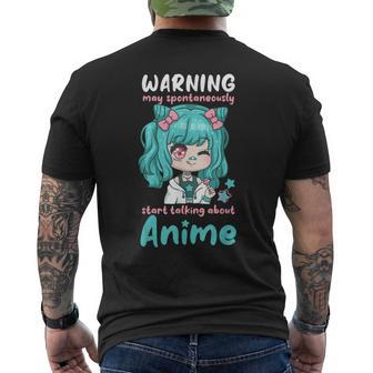 Warning May Spontaneously Start Talking About Anime I Kawaii Men's T-shirt Back Print - Thegiftio UK
