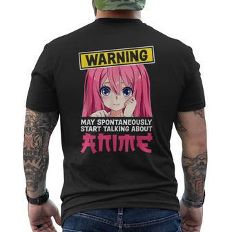Warning May Spontaneously Start Talking About Anime V2 Mens Back Print T-shirt - Thegiftio UK