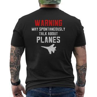 Warning May Spontaneously Talk About Airplane S For Men Mens Back Print T-shirt - Seseable
