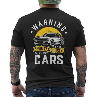 Warning I May Spontaneously Talk About Cars Car Enthusiast Men's T-shirt Back Print - Monsterry AU