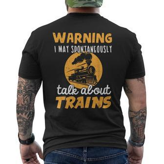 Warning I May Talk About Trains Train Lover Men's T-shirt Back Print - Thegiftio UK