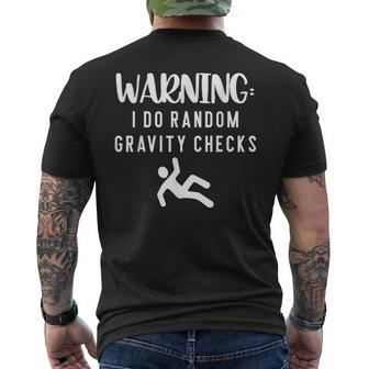 Warning I Do Random Gravity Checks Stick Man Men's T-shirt Back Print - Monsterry DE