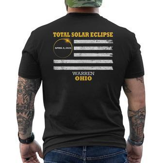Warren Ohio Solar Eclipse 2024 Us Flag Men's T-shirt Back Print - Monsterry AU