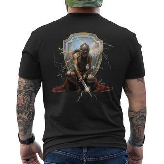 Warrior With Armor Of God Christian Men's T-shirt Back Print - Monsterry CA
