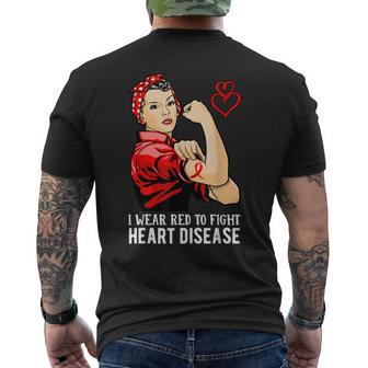 Warrior I Wear Red To Fight Heart Disease Awareness Men's T-shirt Back Print - Monsterry