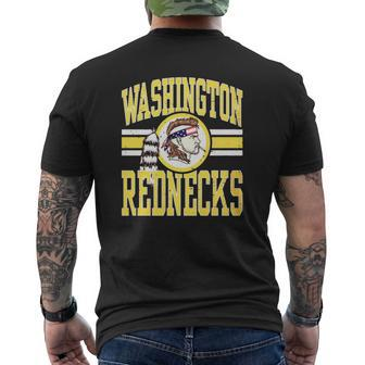 Washington Rednecks Football Caucasian Smoking Wearing American Flag Headband Feathers Stripes Vintage Mens Back Print T-shirt - Seseable