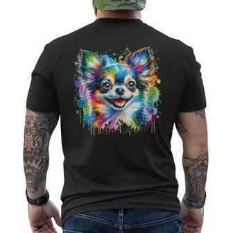 Watercolor Colorful Chihuahua Dogs Men's T-shirt Back Print - Seseable