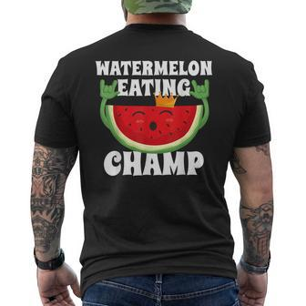 Watermelon Eating Champ Melon Contest Competition Men's T-shirt Back Print - Monsterry UK