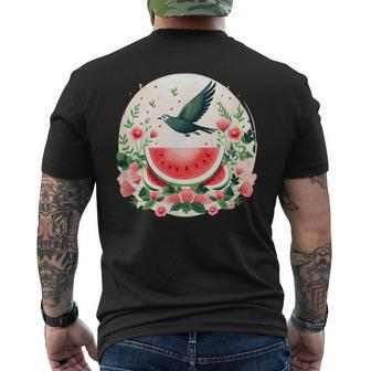 Watermelon Peace Cease Fire Now Palestine Gaza Flag Men's T-shirt Back Print - Seseable