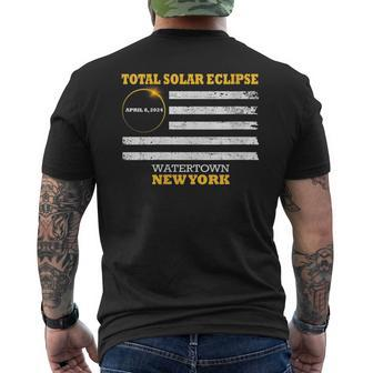 Watertown New York Solar Eclipse 2024 Us Flag Men's T-shirt Back Print - Monsterry AU
