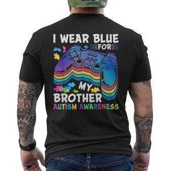 I Wear-Blue For My Brother Autism Awareness Boys Video Game Men's T-shirt Back Print - Monsterry
