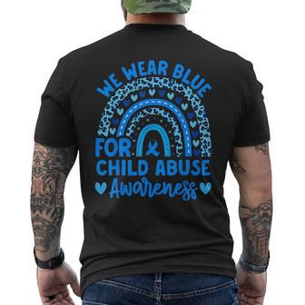 We Wear Blue Child Abuse Prevention Child Abuse Awareness Men's T-shirt Back Print - Seseable