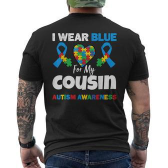 I Wear Blue For My Cousin Autism Awareness Support Men's T-shirt Back Print - Seseable