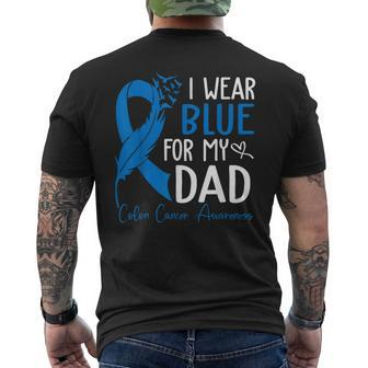 I Wear Blue For My Dad Warrior Colon Cancer Awareness Men's T-shirt Back Print - Seseable