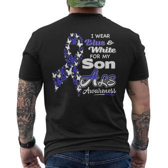 I Wear Blue And White For My Son Als Awareness Men's T-shirt Back Print - Monsterry CA