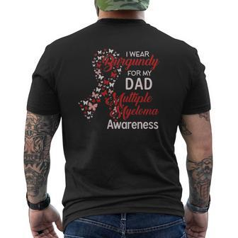 I Wear Burgundy For My Dad Multiple Myeloma Awareness Mens Back Print T-shirt | Mazezy