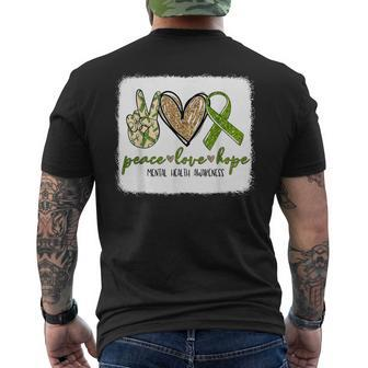 We Wear Green For Mental Health Awareness Peace Love Hope Men's T-shirt Back Print - Monsterry DE