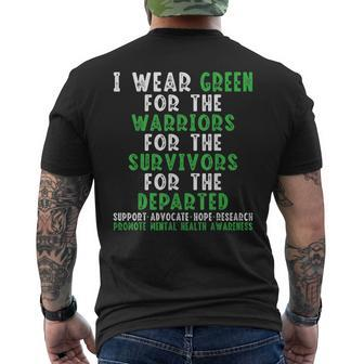 I Wear Green For The Warriors Mental Health Awareness Month Men's T-shirt Back Print - Thegiftio UK